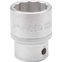 Elora silver bi-hexagon socket, 1.5/16" size, 3/4" square drive, with engraved branding and knurled grip.