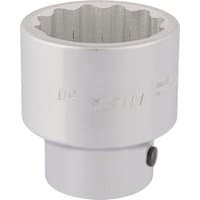 Silver Elora Bi-Hexagon Socket, 1" square drive, 50mm, with engraved branding and a smooth metallic finish.