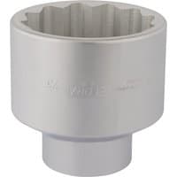 Silver Elora bi-hexagon socket, 1" square drive, 75mm, with a smooth cylindrical body and textured interior.