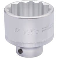 Silver Elora Bi-Hexagon Socket, 3/4" Sq. Dr., 60mm, with engraved branding and textured grip.