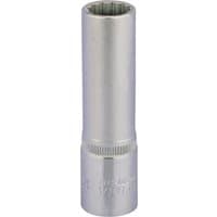 Silver Elora deep bi-hexagon socket, 1/2" square drive, 14mm, with a smooth cylindrical body and textured grip.