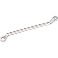 Silver Elora deep crank imperial ring spanner, dual-ended with 7/16 and 1/2 inch sizes, slightly curved handle.