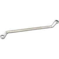 Silver Elora deep crank metric ring spanner, 8 x 9mm, with angled ends and polished finish.
