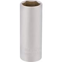 Silver Elora deep socket, 1/4" square drive, 14mm size, cylindrical shape with engraved branding.