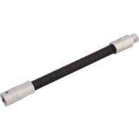 Elora flexible extension bar, 1/4" square drive, 125mm, black braided shaft with silver ends.