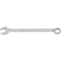 Silver Elora long combination spanner, 24mm, with open end and ring end, sleek and polished finish.
