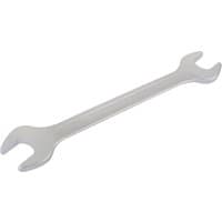 Silver Elora long metric double open end spanner, 21 x 23mm, with polished finish and dual open ends.