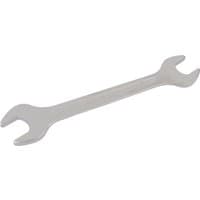 Silver Elora long metric double open end spanner, 24 x 27mm, with polished finish and angled open ends.