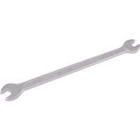 Silver Elora long metric double open end spanner, 4 x 5mm, with engraved measurements on the handle.