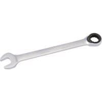 Silver Elora 19mm metric ratcheting combination spanner with open-end and ratcheting box-end.