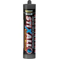 White Everbuild Stixall Adhesive & Sealant 290ml tube with black label and red, blue text.