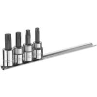 Silver Expert by Facom 4 Piece 3/8" Torx® Bit Socket Set T40-T55 on a metal rail holder
