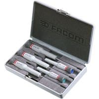Facom AEX.J1 set of 5 micro-tech Torx screwdrivers in a gray foam-lined case with secure latch.