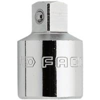 Facom S.230 coupler, shiny silver finish, 1/2" female to 3/8" male drive, engraved logo.