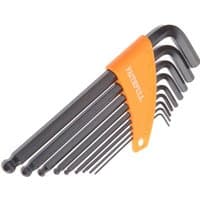 Faithfull 9 Piece Ball End Hexagon Allen Key Set with orange holder, featuring various metric sizes.