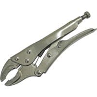 Silver Faithfull curved jaw locking pliers with adjustable screw and release lever.