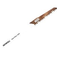 Faithfull S1531L wood reciprocating saw blade, silver with large teeth and "WOOD" printed on the blade.