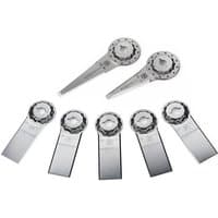 Fein 7-piece StarlockMax grout renewal blades, silver with circular mounting and flat cutting edges.