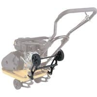 Black Handy folding wheel kit with two wheels, designed to fit specific THLC models, attached to a blurred machine.