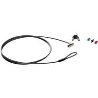HP Sure Key Cable Lock with black cable, silver lock, looped end, and four colored key caps.