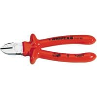 Red-handled Knipex 180mm diagonal side cutter with shiny silver cutting blades and ergonomic grips.