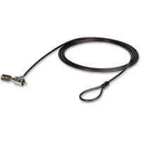 Black Lindy notebook security cable with looped end and metal lock mechanism.