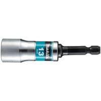 Makita 80mm Impact Premier Tilt Socket Bit, silver with black and blue accents, hex shank, labeled "13mm".
