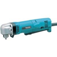 Blue Makita angle drill with silver head, 450W power, and 10mm chuck.