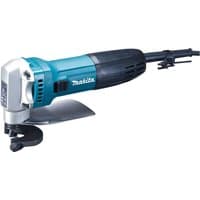 Blue and black Makita JS1602 metal shear with ergonomic grip and cutting head.