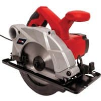 Red and silver Olympia CS1200 circular saw with 160mm blade and ergonomic handle.