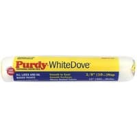 White Purdy White Dove roller sleeve, 12" length, 3/8" nap, with yellow and red label for smooth surfaces.