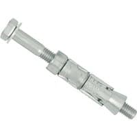 Rawlplug Rawlbolt Loose Bolt M10/75, silver metal with hexagonal head and expanding sleeve, bag of 5.