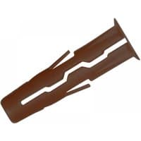 Brown Rawlplug Uno® plug, 7x30mm, ribbed plastic with flared end, pack of 1000.