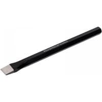 Black Roughneck cold chisel, 305mm long, 25mm wide, with a 19mm shank and a sharp, flat cutting edge.