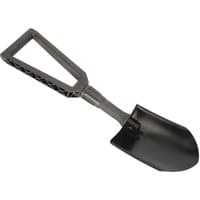 Black Sealey folding shovel with a triangular handle and a compact, curved blade.