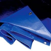 Blue Sealey heavy-duty tarpaulin, 16x20ft, with metal grommets and reinforced edges.