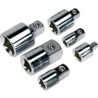 Sealey 6pc socket adaptor set, chrome finish, various sizes, square drive ends, compact and durable design.