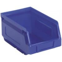 Blue Sealey plastic storage bin, 105x165x85mm, open front, stackable design, pack of 48.