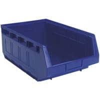 Blue Sealey TPS5 plastic storage bin, 310x500x190mm, open front, stackable, pack of 12.