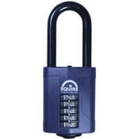 Blue Squire combination padlock with 5 dials and extra long black shackle, model CP60/2.5, 60mm body.