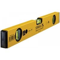 Yellow Stabila spirit level, 60cm, with three vials, black end caps, and bold black branding on the side.