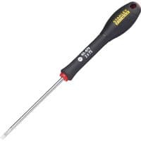 Black-handled Stanley FatMax flared screwdriver with silver 3 × 75mm shaft and yellow logo.