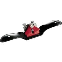 Stanley 151 Flat Spokeshave with red adjustable blade holder and black handles.
