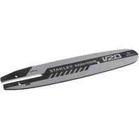 Stanley FATMAX V20 chainsaw bar, 20cm, silver and black with logo and model number, sleek and durable design.