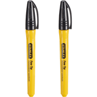 Yellow Stanley permanent marker pen with black cap and clip, featuring bold black logo and fine tip design.