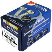 Blue box of TIMCO 660MFCSK masonry screws, Tx countersunk, zinc finish, size 6.0 x 60mm, quantity 100.