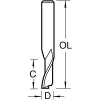 Helical plunge cutter with 4mm diameter, silver finish, spiral design, and pointed tip by Trend.
