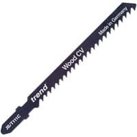 Black Trend JB/T111C jigsaw blade with sharp teeth, labeled "Wood CV" and "Made in Germany."