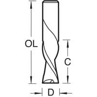 Trend spiral down-cut router bit, 12.7mm diameter, single piece, with a smooth cylindrical shank and helical flutes.