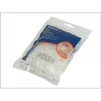 Clear plastic Vitrex 4mm floor tile spacers, pack of 250, in a resealable bag with blue and orange label.